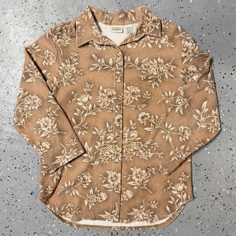 Classic Elements Long Sleeve Floral Button Down Shirt - Picture 4 of 4